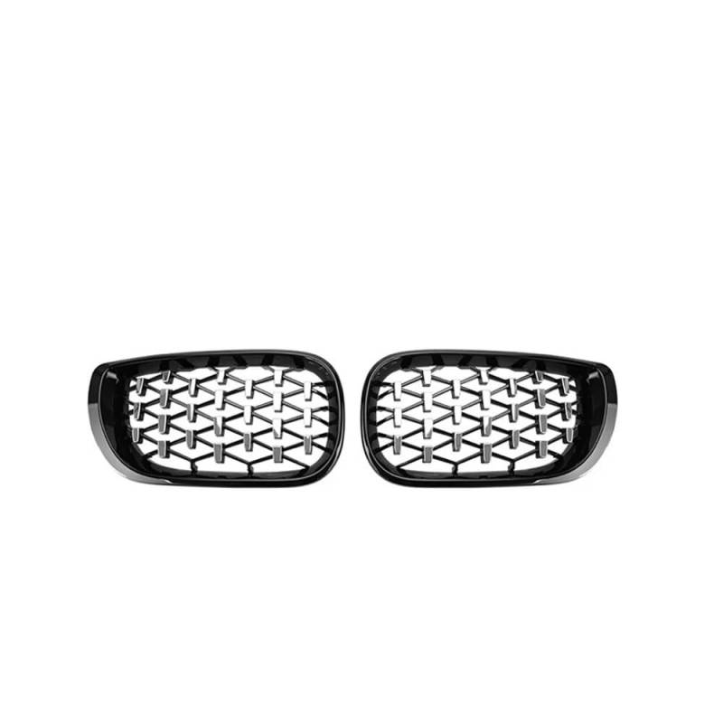 NFNVEKESD Auto-Frontgrillgitter ABS-Diamant-Nierengrill Im Meteor-Stil Für BM&W Für E46 4-Türer 4D 3er-Serie 2002 2003 2004 2005 Ersatzgrill Front Kühlergrille(Black and Silver) von NFNVEKESD