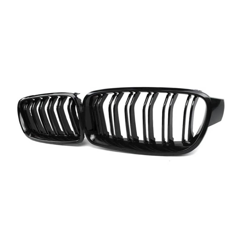 NFNVEKESD Auto-Frontgrillgitter Auto Carbon Faser Glanz Schwarz Doppel Lamellen Front Niere Grill Für BM&W Für 3 Serie F30 F31 F35 2012-2015 2016 2017 2018 Front Kühlergrille(Schwarz glänzend) von NFNVEKESD