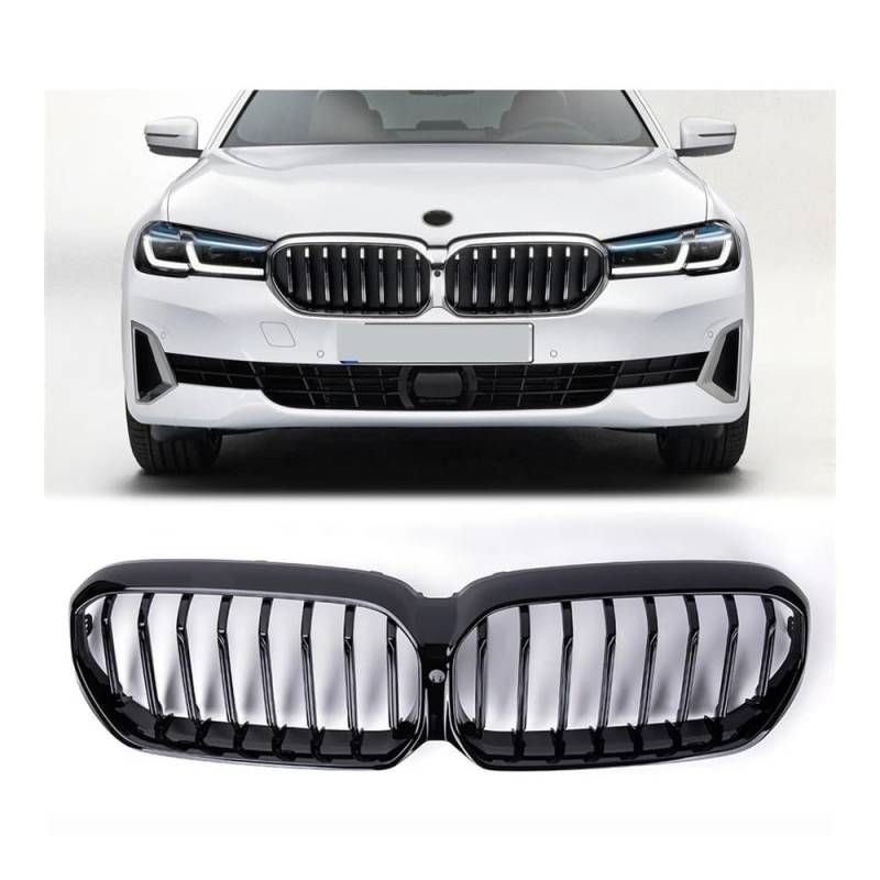 NFNVEKESD Auto-Frontgrillgitter Auto Front Niere Grill Racing Grills Glanz Schwarz Für BM&W Für 5 Serie G30 G38 LCI 2021 Front Kühlergrille von NFNVEKESD