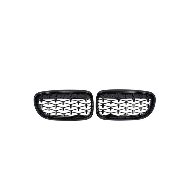 NFNVEKESD Auto-Frontgrillgitter Auto Frontstoßstange Diamond Grille Chrom Nierengrills Für BM&W Für 3er E90 E91 4 Türen LCI Facelift 2009–2012 ABS Meteor Style Front Kühlergrille(Black) von NFNVEKESD