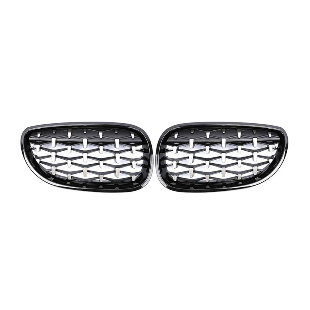 NFNVEKESD Auto-Frontgrillgitter Auto-Renngrill Für BM&W Für E60 E61 5er-Serie 2003–2006 2007 2008 2009 Diamant-Nierengrill Meteor Style Grill Chrom Front Kühlergrille(Fullsilver) von NFNVEKESD