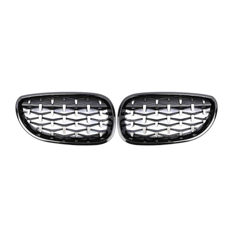 NFNVEKESD Auto-Frontgrillgitter Auto-Renngrill Für BM&W Für E60 E61 5er-Serie 2003–2006 2007 2008 2009 Diamant-Nierengrill Meteor Style Grill Chrom Front Kühlergrille(Fullsilver) von NFNVEKESD