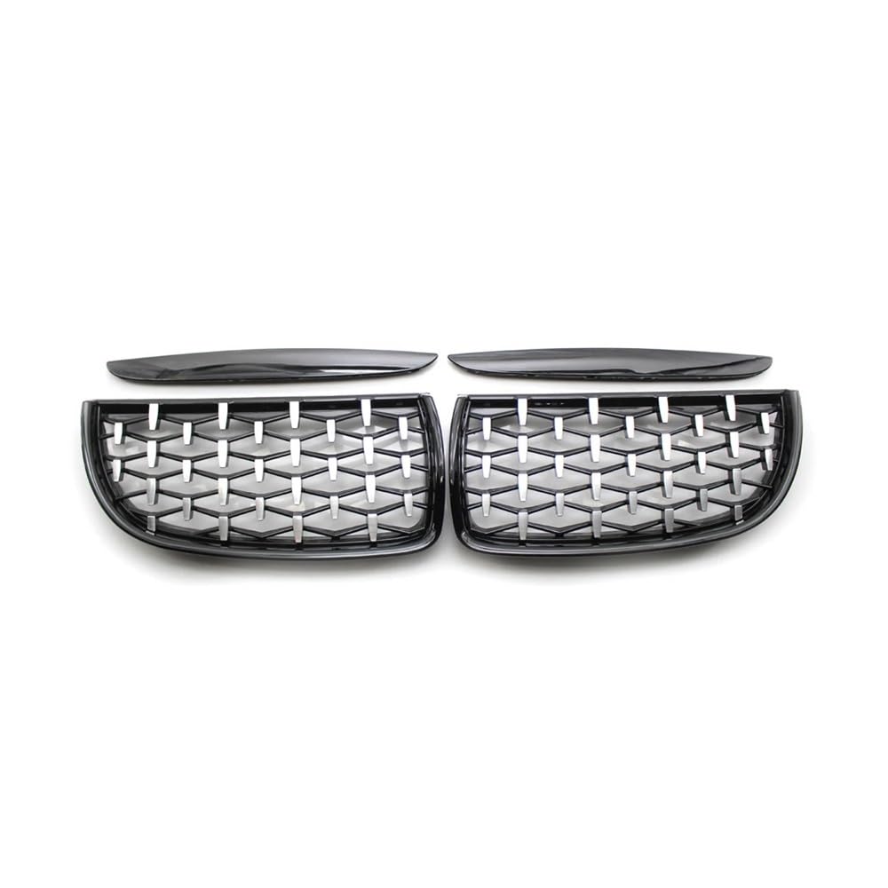 NFNVEKESD Auto-Frontgrillgitter Auto Vollchrom-Nierengrill Für BM&W Für E90 E91 3er-Serie 2005 2006 2007 2008 Renngrills Glanzschwarz Front Kühlergrille(Schwarzer Splitter) von NFNVEKESD