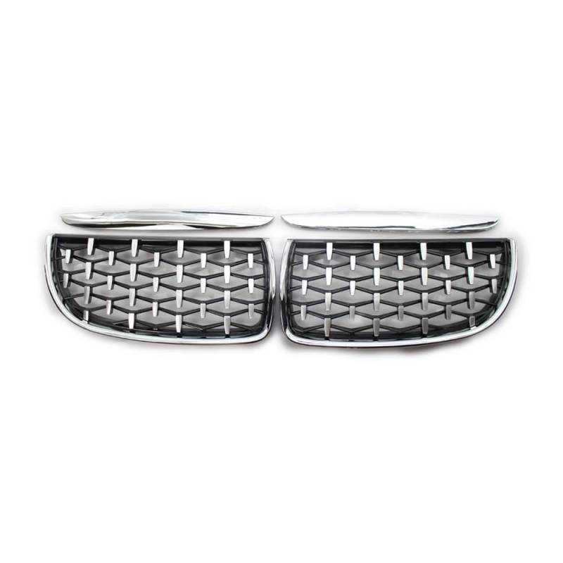 NFNVEKESD Auto-Frontgrillgitter Auto Vollchrom-Nierengrill Für BM&W Für E90 E91 3er-Serie 2005 2006 2007 2008 Renngrills Glanzschwarz Front Kühlergrille(Sliver) von NFNVEKESD