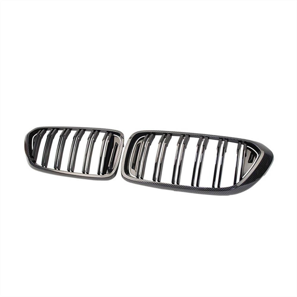 NFNVEKESD Auto-Frontgrillgitter Carbon Faser Für BM&W 6-Serie GT G32 2018 2019 2020 Grille Auto Vorne Niere Grille Haube Racing Grill Doppel Lamellen Grills ABS Front Kühlergrille(Kohlefaser) von NFNVEKESD