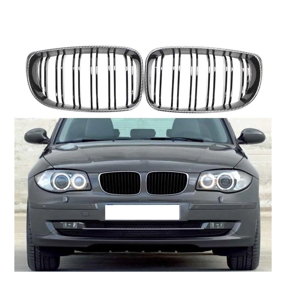 NFNVEKESD Auto-Frontgrillgitter Carbon Fiber Farbe Vorne Mitte Grille Grills Für BM&W Für E81 E87 E82 E88 1-Serie 2 Door 4 Tür 120I 128I 130I 135I 2007-2011 Front Kühlergrille von NFNVEKESD