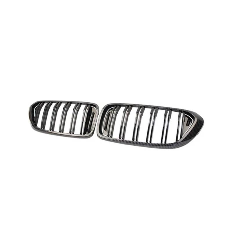 NFNVEKESD Auto-Frontgrillgitter Carbon Grille Auto Front Niere Grille Haube Racing Grill Für BM&W Für 6-Serie GT G32 2018 2019 2020 Doppel Lamellen Grills ABS Front Kühlergrille(Kohlefaser) von NFNVEKESD