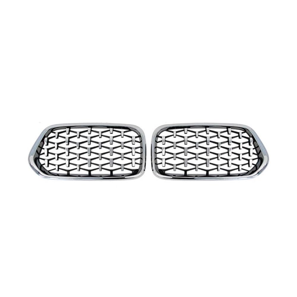 NFNVEKESD Auto-Frontgrillgitter Diamant Auto Front Stoßstange Nieren Grille Racing Grill Für BM&W Für X2 F39 2018 2019 2020 2021 2022 Glanz Schwarz Gitter Grills Trim Front Kühlergrille(Silver) von NFNVEKESD