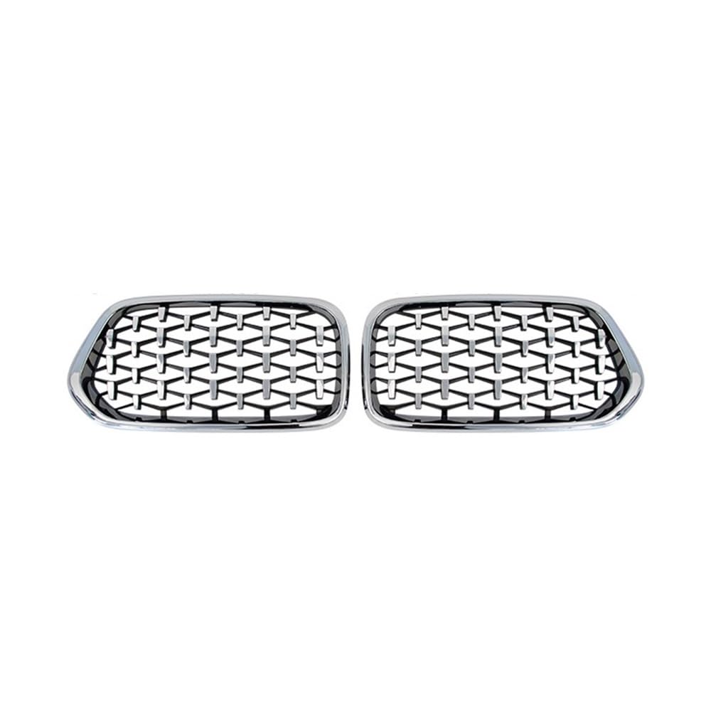 NFNVEKESD Auto-Frontgrillgitter Diamant Auto Frontstoßstange Nierengrill Renngrill Grills Grills Grills Trim Für BM&W Für X2 F39 2018-2021 2022 ABS Glanz Schwarz Front Kühlergrille(Silver) von NFNVEKESD