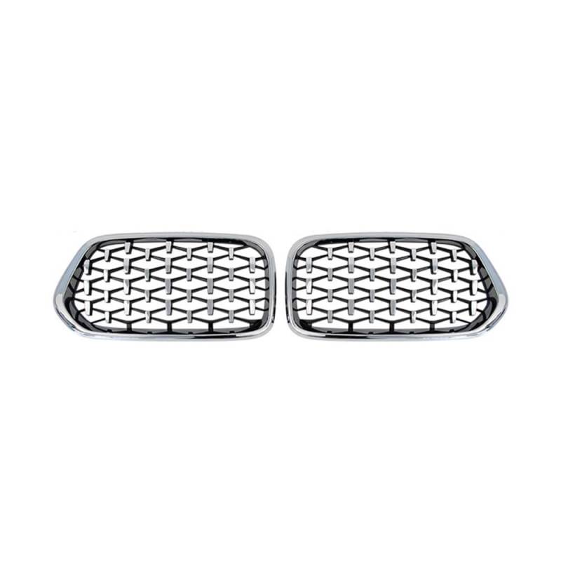 NFNVEKESD Auto-Frontgrillgitter Diamant Auto Frontstoßstange Nierengrill Renngrill Grills Grills Grills Trim Für BM&W Für X2 F39 2018-2021 2022 ABS Glanz Schwarz Front Kühlergrille(Silver) von NFNVEKESD