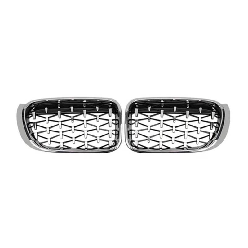 NFNVEKESD Auto-Frontgrillgitter Diamant Auto Frontstoßstangengrill Racing Grills Nierengitter Grill Für BM&W Für X3 X4 F25 F26 2014 2015 2016 2017 Silber Front Kühlergrille(Silver) von NFNVEKESD