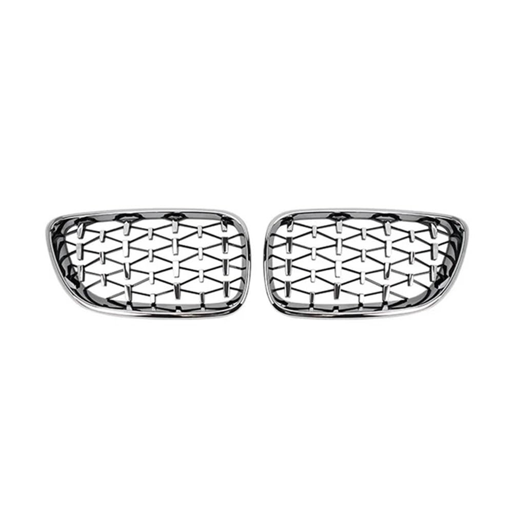 NFNVEKESD Auto-Frontgrillgitter Diamond Car Front Niere Grill Racing Grill Silber Grills Gitter Für BM&W Für 2 Serie F22 F23 F87 M2 2014 2015 2016 2017 2018 2019 Front Kühlergrille(Silver) von NFNVEKESD