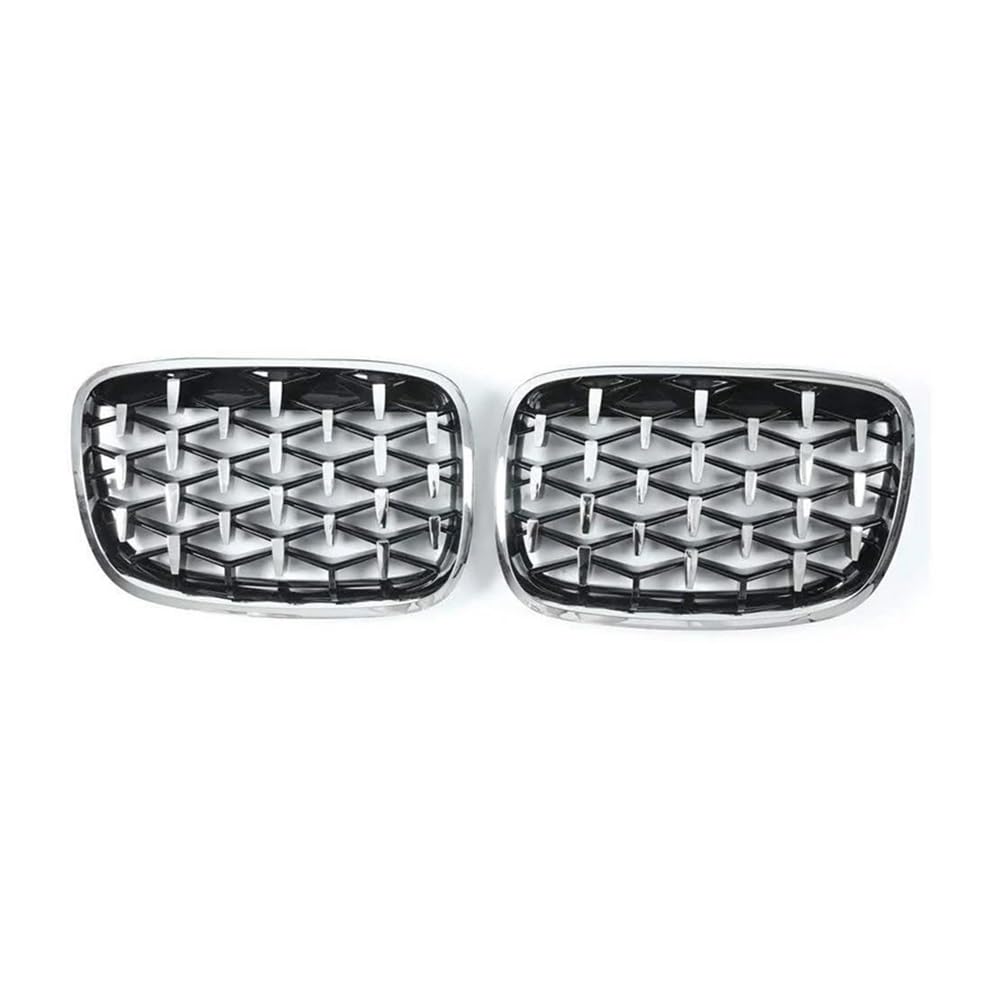 NFNVEKESD Auto-Frontgrillgitter Diamond Grills Meteor Style Ersatzgrill Auto Frontstoßstangengrill Für BM&W Für F15 F16 X5 X6 2014 2015 2016 2017 2018 Front Kühlergrille(Full Silver) von NFNVEKESD