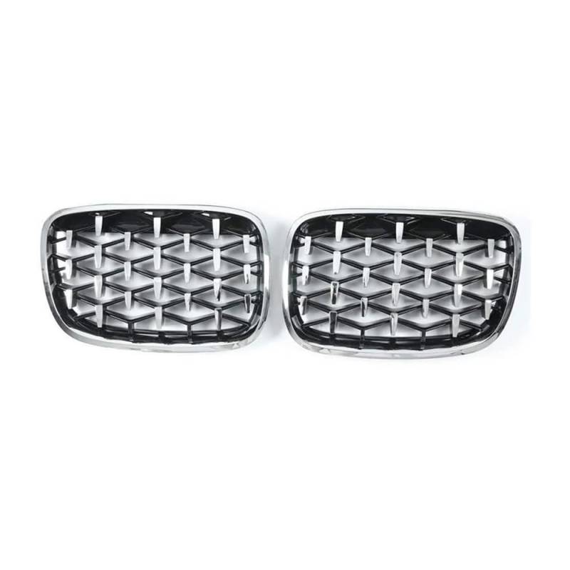 NFNVEKESD Auto-Frontgrillgitter Diamond Grills Meteor Style Ersatzgrill Auto Frontstoßstangengrill Für BM&W Für F15 F16 X5 X6 2014 2015 2016 2017 2018 Front Kühlergrille(Full Silver) von NFNVEKESD