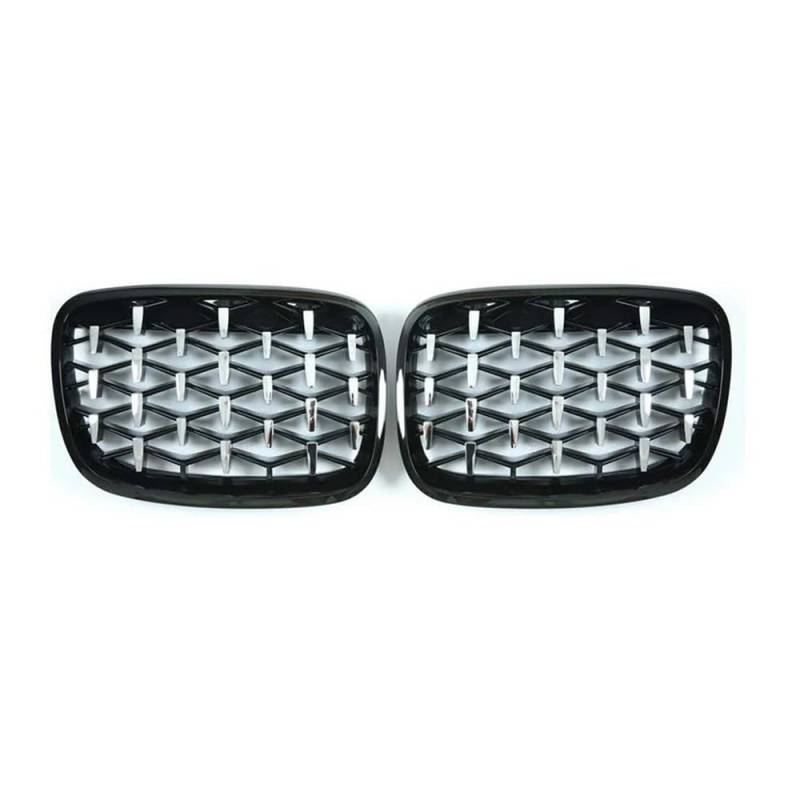 NFNVEKESD Auto-Frontgrillgitter Diamond Grills Meteor Style Ersatzgrill Auto Frontstoßstangengrill Für BM&W Für F15 F16 X5 X6 2014 2015 2016 2017 2018 Front Kühlergrille(Silver and Black) von NFNVEKESD