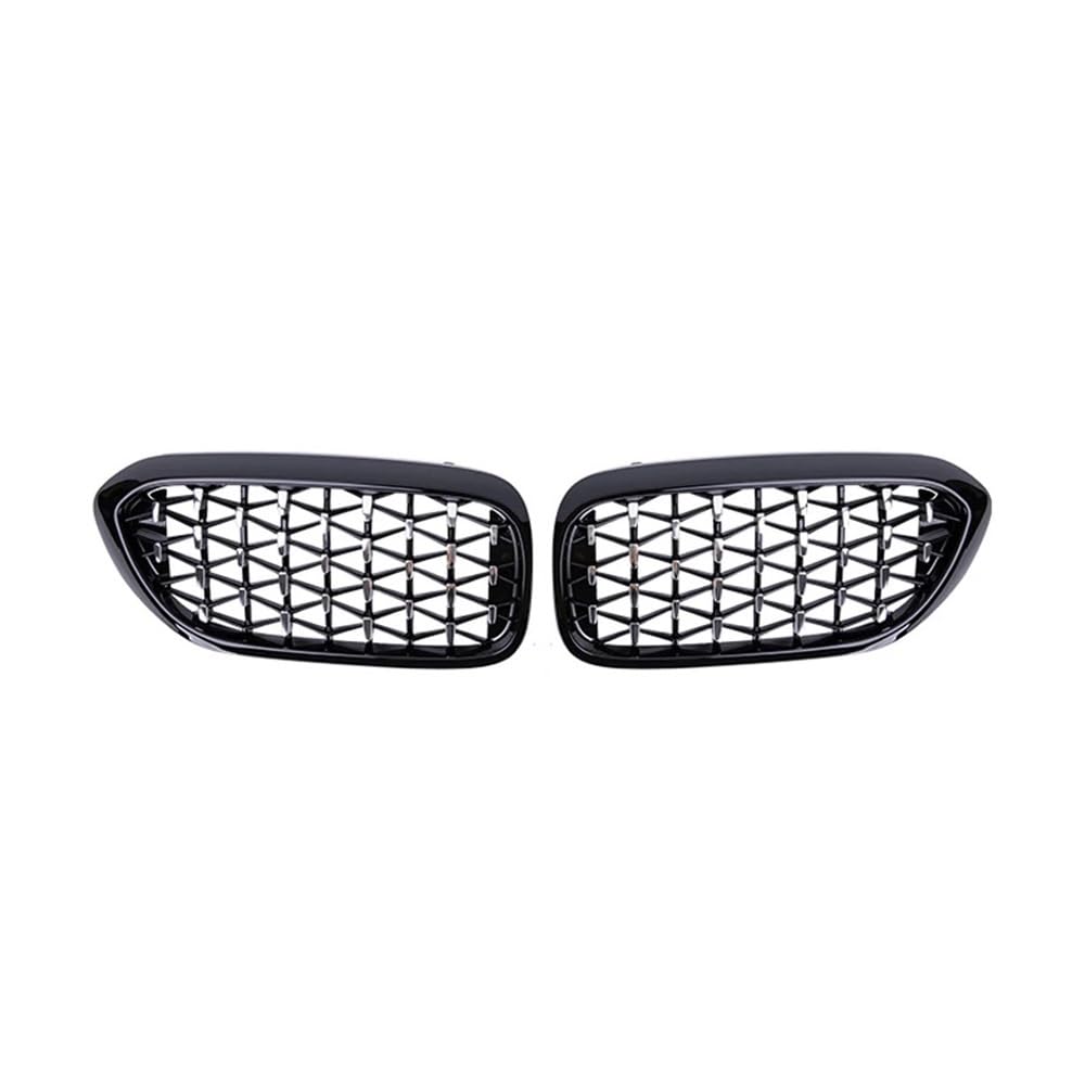 NFNVEKESD Auto-Frontgrillgitter EIN Paar Auto Frontstoßstange Nierengrill Diamant Meteor Stil Für BM&W Für 5 Series G30 G38 2017 2018 2019 2020 Front Kühlergrille(Silver and Black) von NFNVEKESD