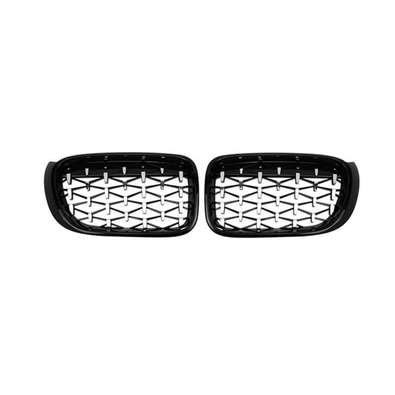 NFNVEKESD Auto-Frontgrillgitter EIN Paar Auto-Frontstoßstange Nierengrill Diamant-Racing-Grills Für BM&W Für F25 F26 X3 X4 2014-2017 2018 Auto Gitter Front Kühlergrille(Black and Silver) von NFNVEKESD