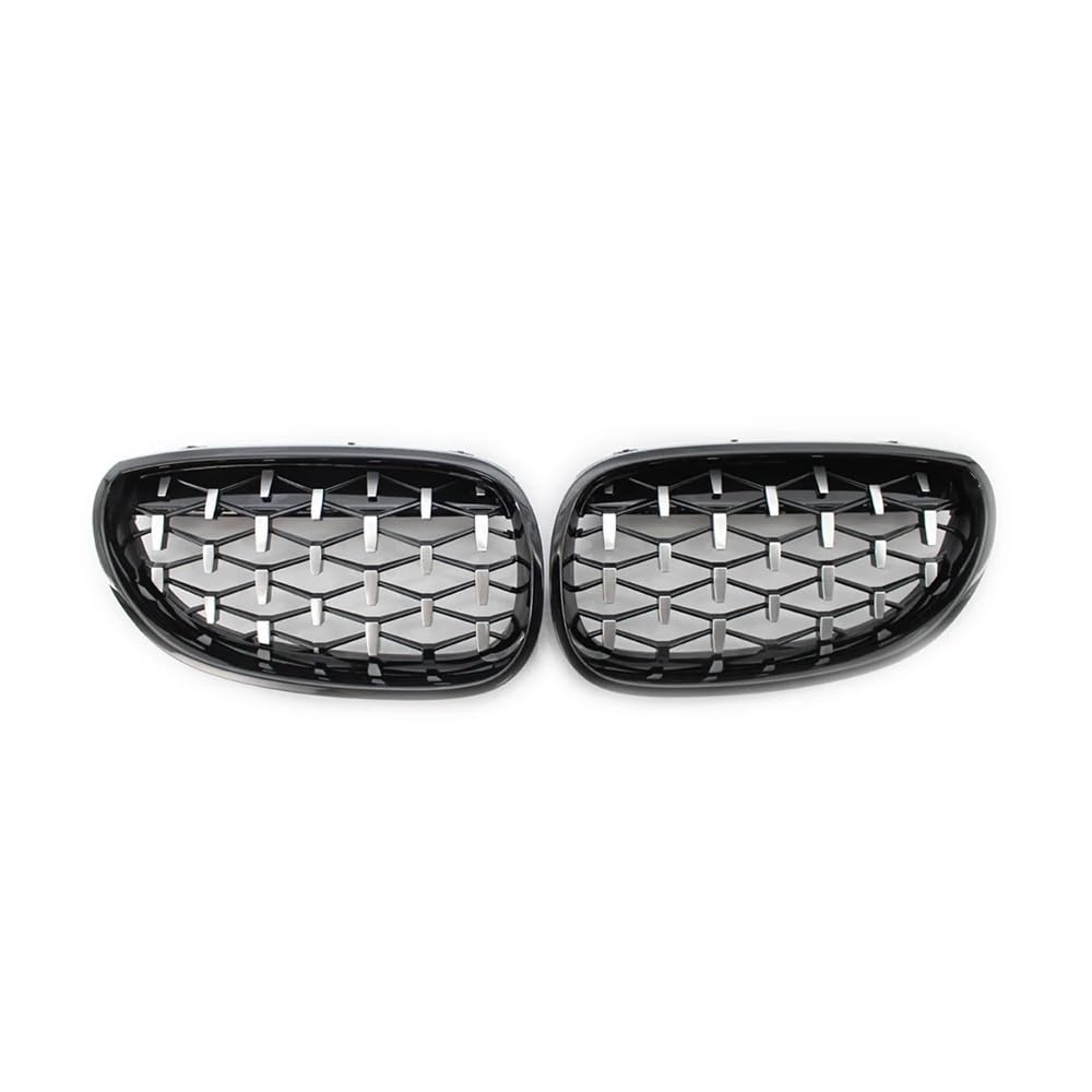 NFNVEKESD Auto-Frontgrillgitter EIN Paar Auto-Renngrill Für BM&W Für E60 E61 5er-Serie Auto-Diamant-Frontnierengrill Meteor-Stil-Grill Chrom Front Kühlergrille(Black and Silver) von NFNVEKESD