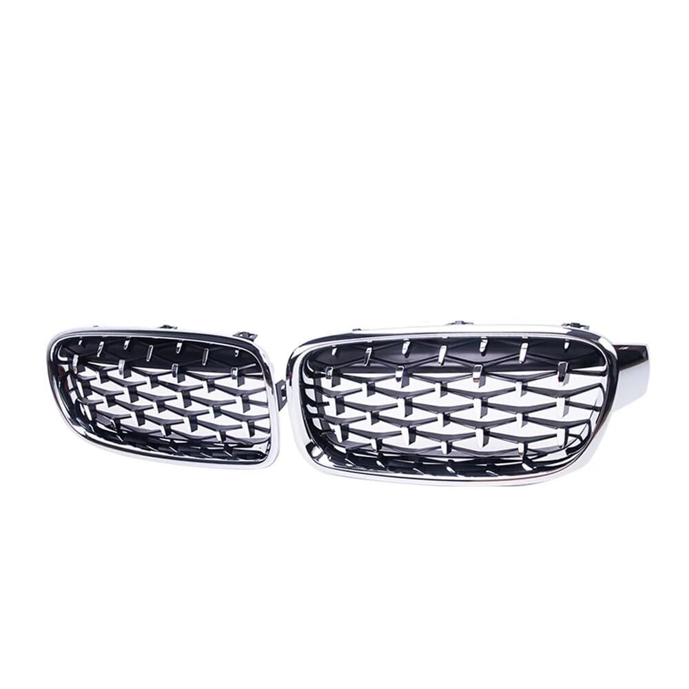 NFNVEKESD Auto-Frontgrillgitter EIN Paar Chrom-Nierengitter Für BM&W Für 3er F30 F35 F31 2012–2016 2017 2018 Meteor-Stil Diamant-Renngrills Front Kühlergrille(Full Silver) von NFNVEKESD