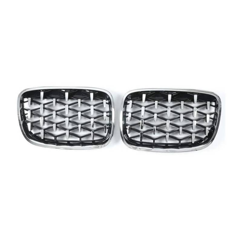 NFNVEKESD Auto-Frontgrillgitter EIN Paar Diamant-Stern-Grill-Auto-Front-Nieren-Grill-Stoßstange Für BM&W Für 2er-Serie F45 228i 220i 235i 2014–2017 2018 Auto-Styling Front Kühlergrille(All Silver) von NFNVEKESD