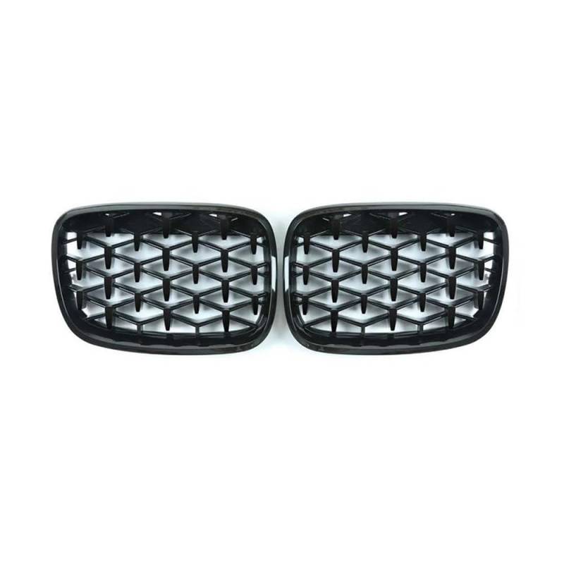 NFNVEKESD Auto-Frontgrillgitter EIN Paar Diamantgrills Im Meteor-Stil Ersatzgrill Für Die Vordere Stoßstange Für BM&W Für E70 E71 E72 X5 X6 2007–2011 2012 2013 Front Kühlergrille(Schwarz glänzend) von NFNVEKESD