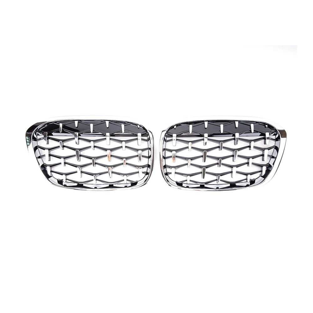 NFNVEKESD Auto-Frontgrillgitter EIN Paar Diamond Grille Racing Grills Dekoration Für BM&W Für X1 F48 2014 2015 2016 2017 2018 2019 Car Front Niere Grill Front Kühlergrille(All Silver) von NFNVEKESD