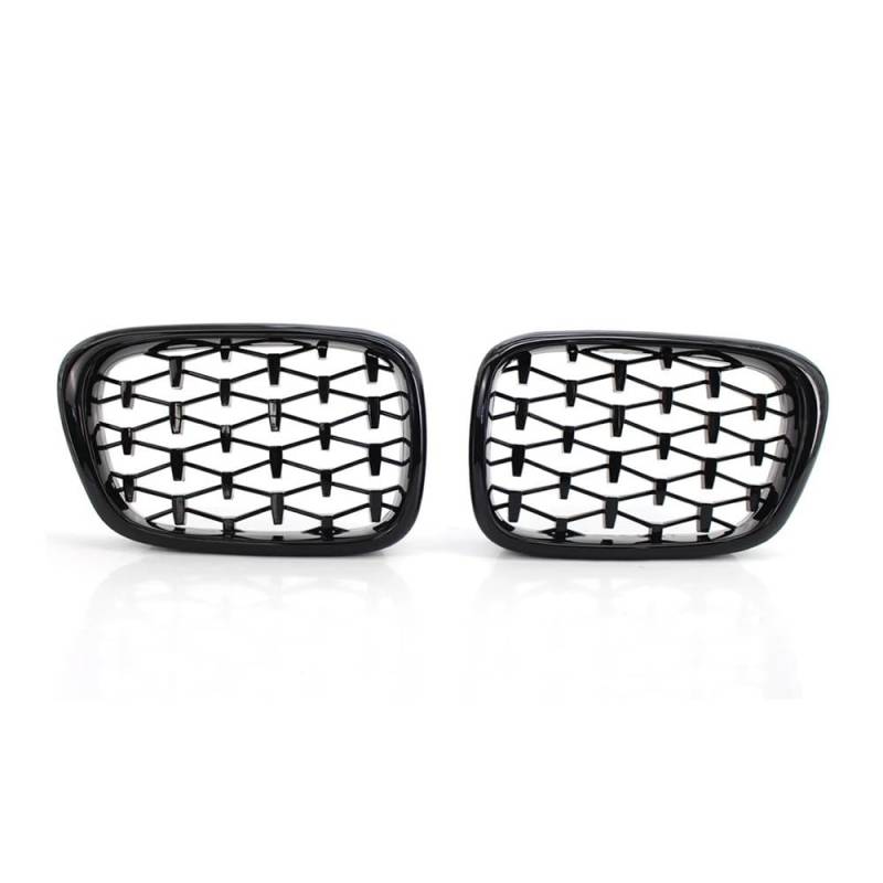 NFNVEKESD Auto-Frontgrillgitter EIN Paar Diamond Grills Car Front Niere Grill Für BM&W Für E39 5er 525i 528i 530i 540i 1997–2003 2004 Racing Grille Car Styling Front Kühlergrille(Schwarz glänzend) von NFNVEKESD