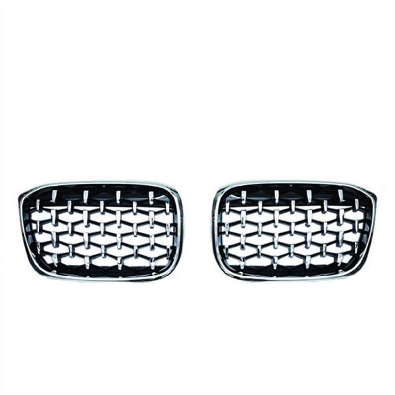 NFNVEKESD Auto-Frontgrillgitter EIN Paar Für BM&W X3 G01 G08 X4 G02 2018-2021 Auto-Frontstoßstangengrills Diamond Racing Grille Nierengrill Auto Meteor Styling Front Kühlergrille(All Sliver) von NFNVEKESD