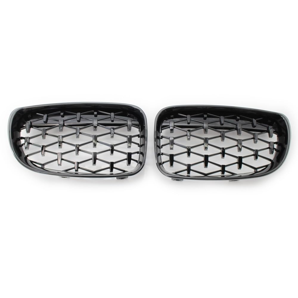 NFNVEKESD Auto-Frontgrillgitter Front-Nieren-Diamant-Meteor-Grill Für BM&W 1er E81 E82 E87 E88 LCI 2007–2010 2011 2012 2013, Renngrills, Glänzend Schwarz Front Kühlergrille(Black) von NFNVEKESD