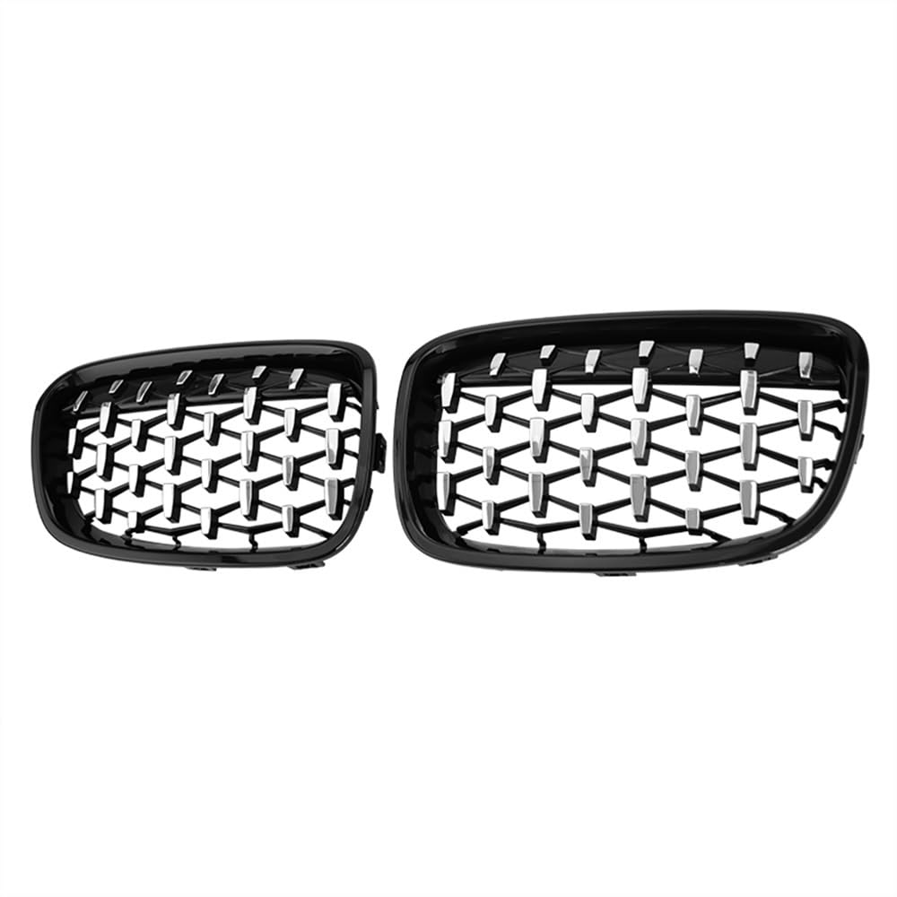 NFNVEKESD Auto-Frontgrillgitter Für BM&W 1er F20 F21 2011 2012 2013 2014 Silberner Diamant-Grill Auto-Front-Nieren-Ersatzgitter Racing-Grill Front Kühlergrille(Silver and Black) von NFNVEKESD