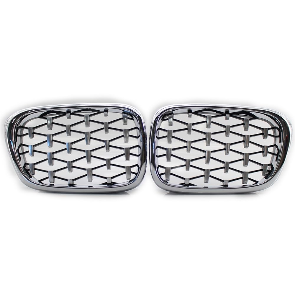 NFNVEKESD Auto-Frontgrillgitter Für BM&W 3 Serie G20 G21 330i M3 340i 2019 2020 2021 2022 ABS Auto Diamant Auto Vorderen Stoßfänger Niere Grill Racing Grille Front Kühlergrille(All Silver) von NFNVEKESD