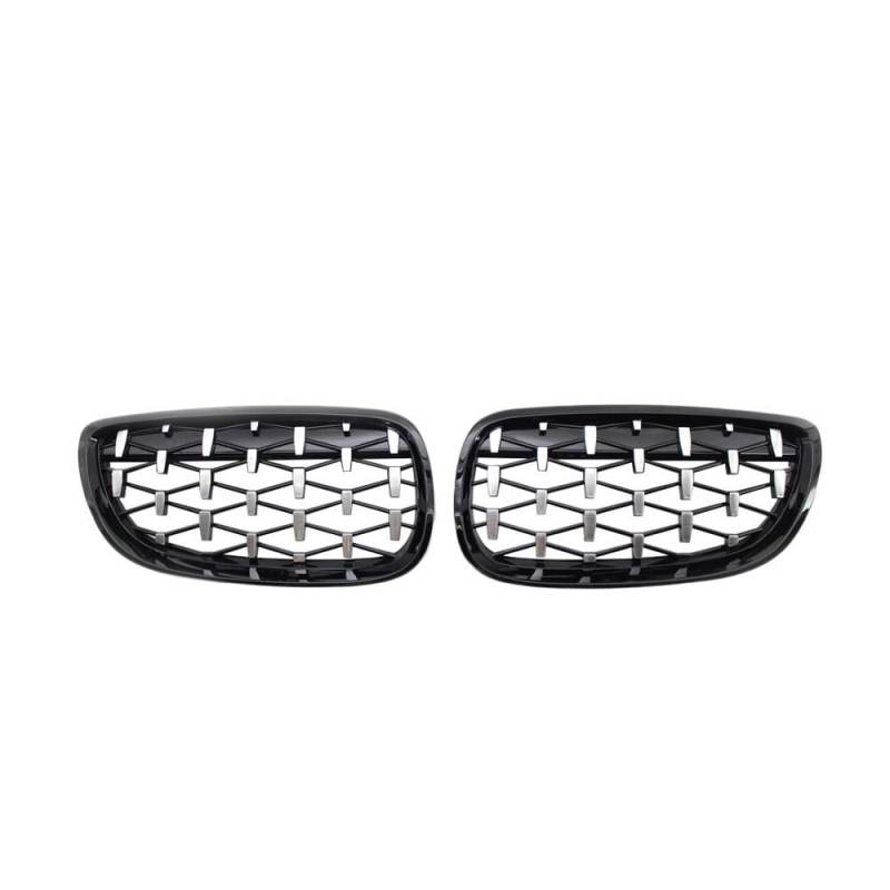 NFNVEKESD Auto-Frontgrillgitter Für BM&W 3er E92 E93 Coupe 2006 2007 2008 2009 2010 Chrom Glänzend Schwarz Außen Fronthaube Nierengitter Diamond Meteor Grill Front Kühlergrille(Black and Silver) von NFNVEKESD