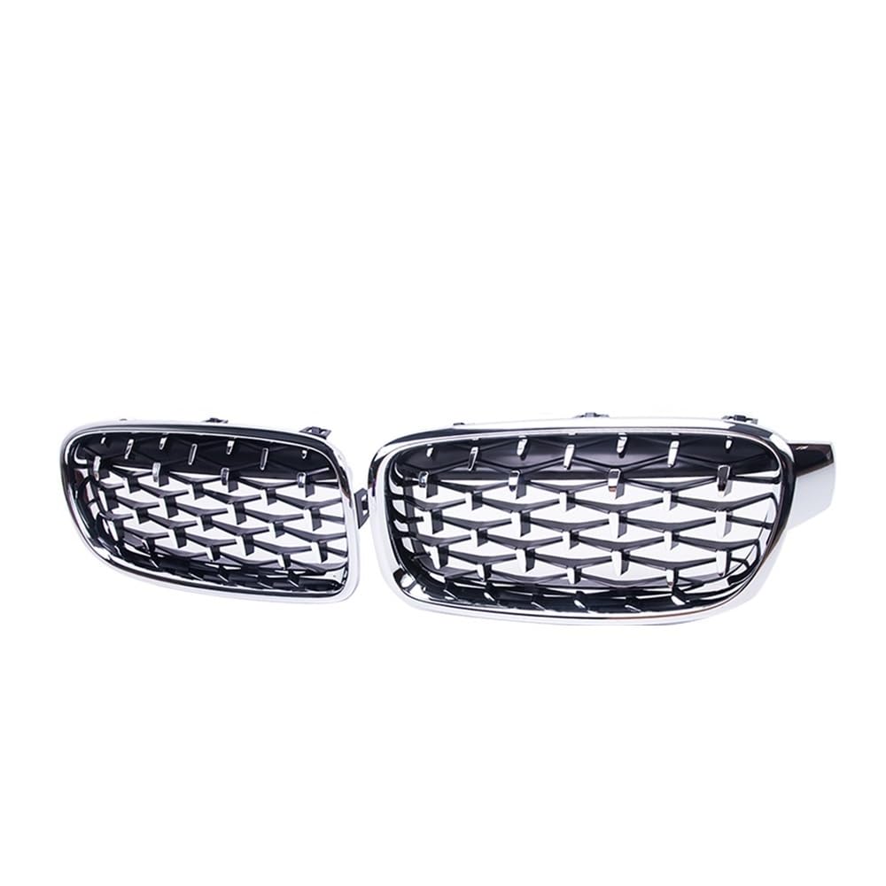 NFNVEKESD Auto-Frontgrillgitter Für BM&W 3er F30 F35 F31 2012–2018 EIN Paar Chrom-Nierengitter Meteor-Stil Diamant-Stil Renngrills Front Kühlergrille(Full Silver) von NFNVEKESD