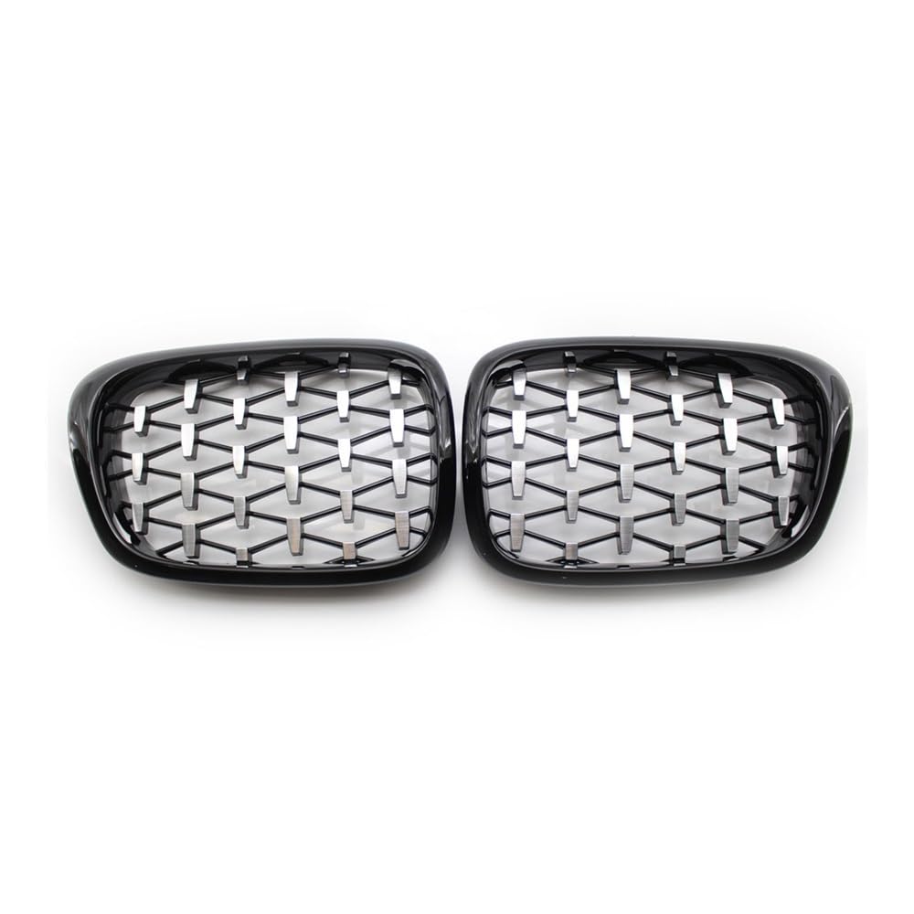 NFNVEKESD Auto-Frontgrillgitter Für BM&W E39 Doppellamellen-Sportstil Glänzend Schwarz Verchromt Schwarzer Front-Diamant-Nierengrill 51137005837 51137005838 Front Kühlergrille(Black Silver) von NFNVEKESD