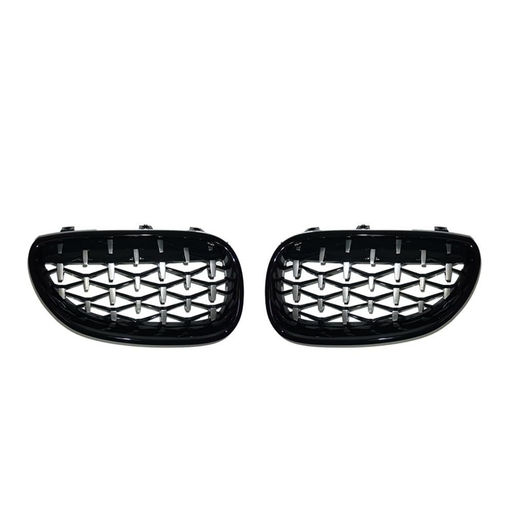 NFNVEKESD Auto-Frontgrillgitter Für BM&W E60 E61 550i 535i M5 2004–2009 Frontstoßstangengitter Im Meteor-Stil EIN Paar Auto-Renngrill Diamant-Nierengitter Front Kühlergrille(Black and Silver) von NFNVEKESD