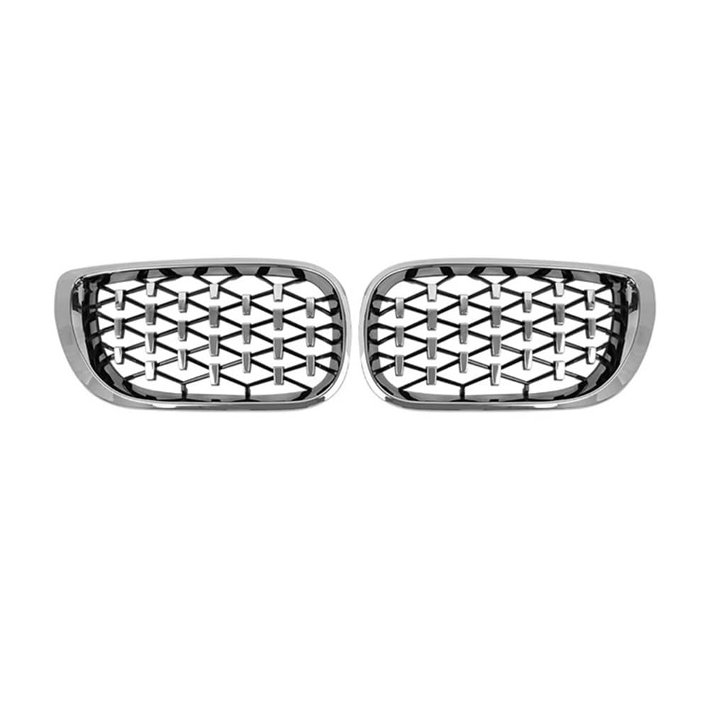 NFNVEKESD Auto-Frontgrillgitter Für BM&W Für 3 Serie E46 318i 320i 325i 2002-2005 Auto Front Nieren Grills Diamant Grille Racing Grill 4 Tür Auto ABS Styling Front Kühlergrille(All Silver) von NFNVEKESD