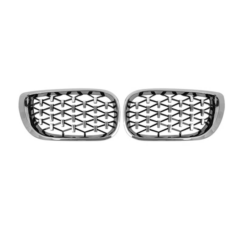 NFNVEKESD Auto-Frontgrillgitter Für BM&W Für 3 Serie E46 318i 320i 325i 2002-2005 Auto Front Nieren Grills Diamant Grille Racing Grill 4 Tür Auto ABS Styling Front Kühlergrille(All Silver) von NFNVEKESD