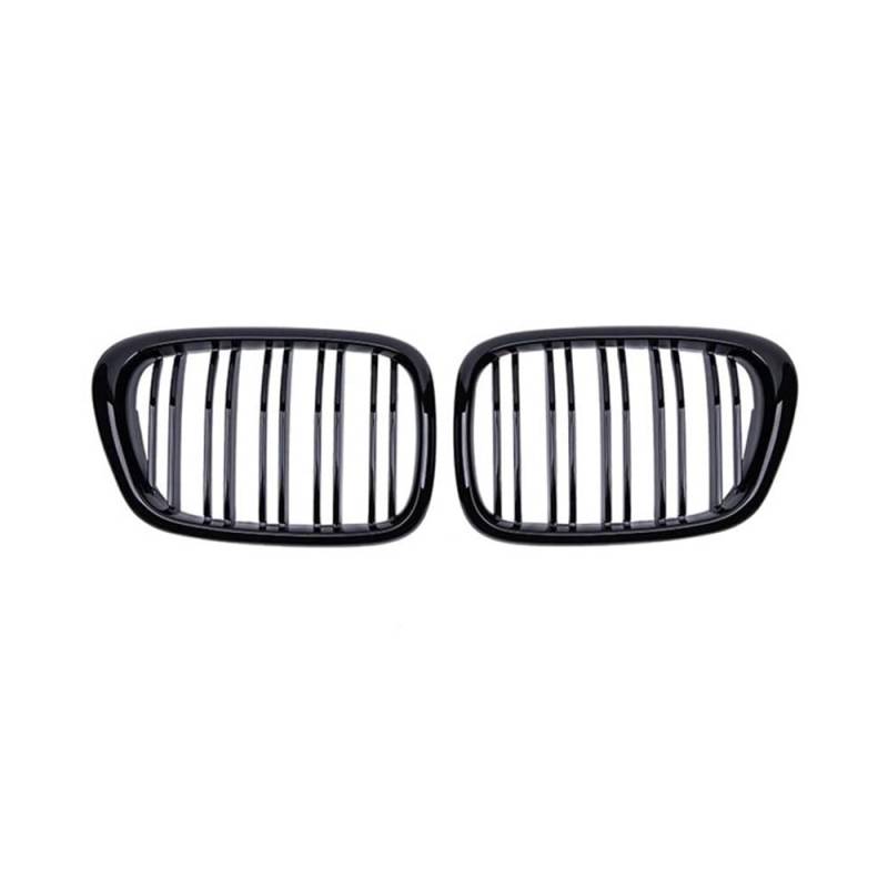 NFNVEKESD Auto-Frontgrillgitter Für BM&W Für E39 5 Series 525 528 1999 2000 2001 2002 2003 Gloss Grille Car Front Hood Grill NierengitterRacing Grill Dual Line Front Kühlergrille(Schwarz glänzend) von NFNVEKESD