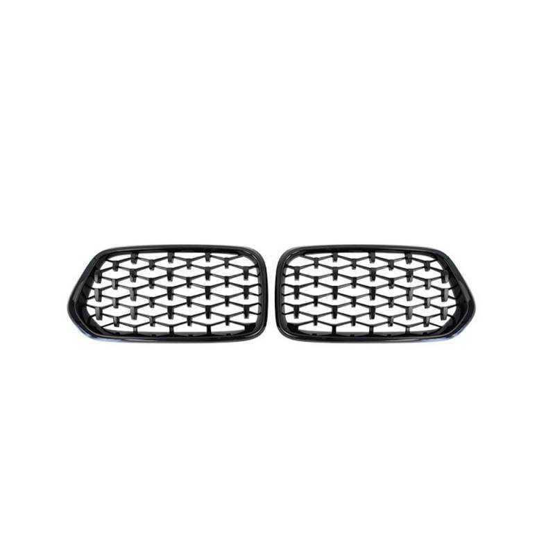 NFNVEKESD Auto-Frontgrillgitter Für BM&W X2 F39 2018 2019 2020 2021 1 Paar Vorne Links Rechts Diamant-Nierengrill Renngitter Glänzend Schwarz Im Meteor-Stil Front Kühlergrille(Black) von NFNVEKESD