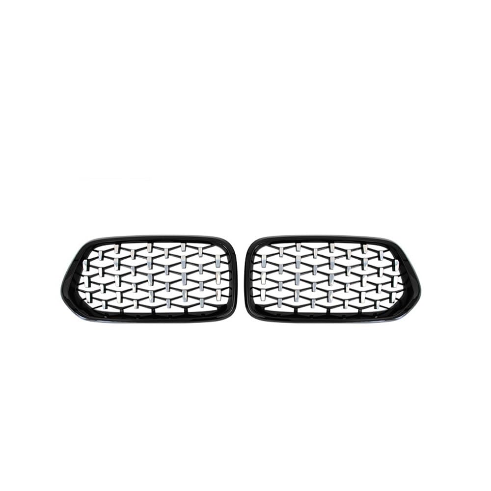 NFNVEKESD Auto-Frontgrillgitter Für BM&W X2 F39 2018 2019 2020 2021 1 Paar Vorne Links Rechts Diamant-Nierengrill Renngitter Glänzend Schwarz Im Meteor-Stil Front Kühlergrille(Black and Silver) von NFNVEKESD