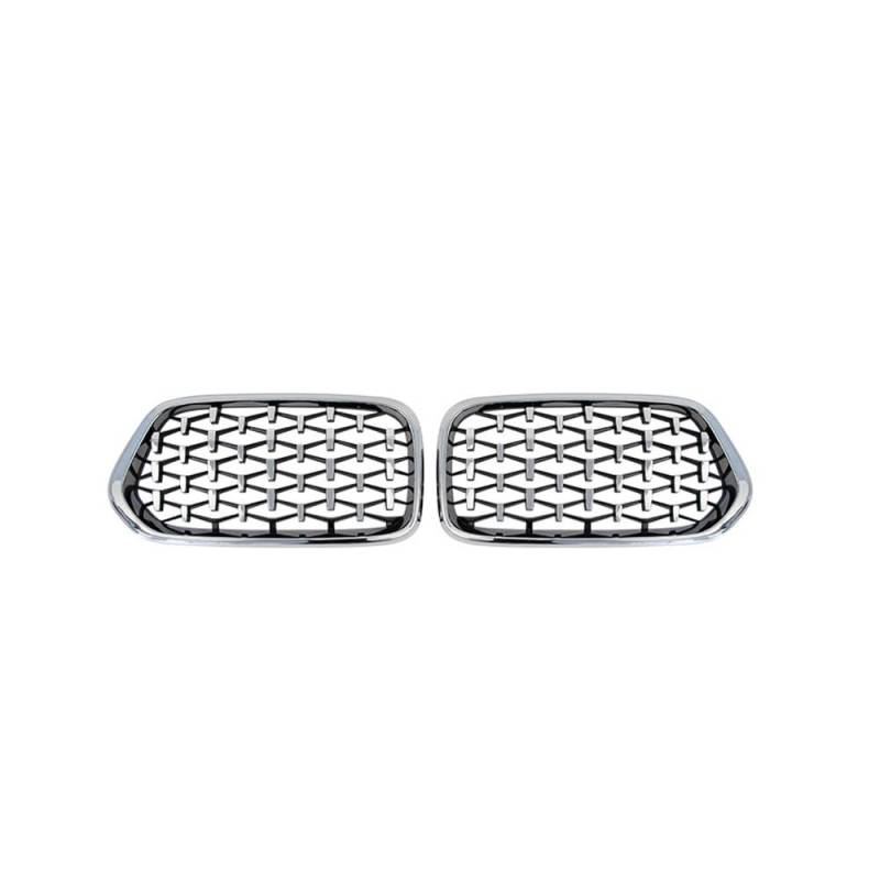 NFNVEKESD Auto-Frontgrillgitter Für BM&W X2 F39 2018 2019 2020 2021 1 Paar Vorne Links Rechts Diamant-Nierengrill Renngitter Glänzend Schwarz Im Meteor-Stil Front Kühlergrille(Silver) von NFNVEKESD