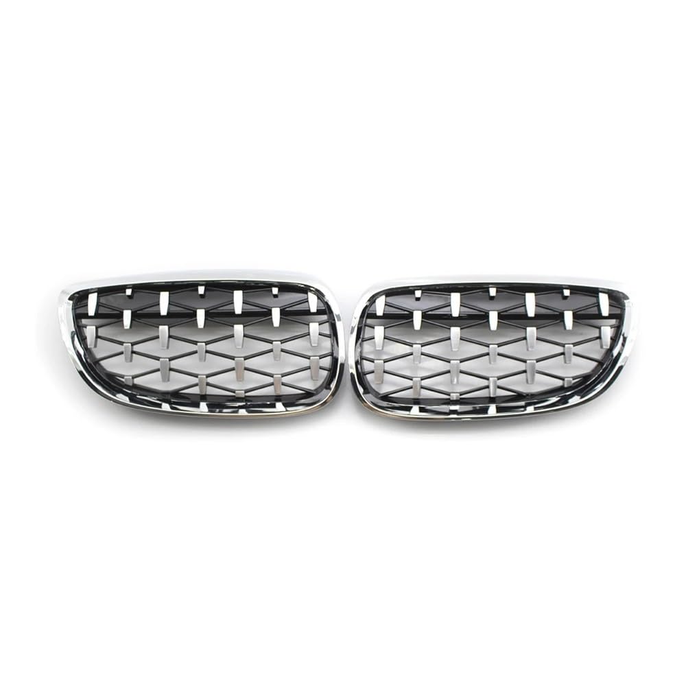 NFNVEKESD Auto-Frontgrillgitter Paar Diamond Grill Vorne Nierengitter Gitter Anti-Widerstand Glänzend Schwarz Für BM&W Für 3er E92 E93 M3 2006–2011 2012 2013 Front Kühlergrille(Full Silver 06) von NFNVEKESD