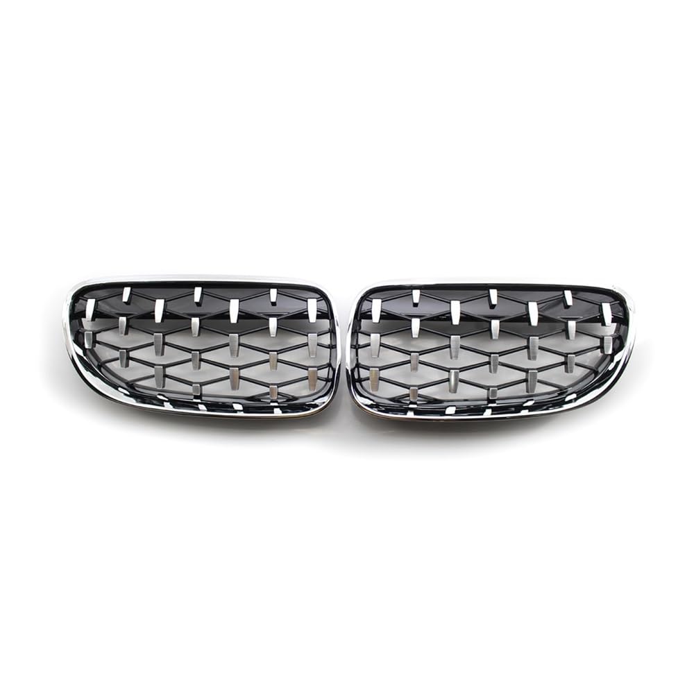 NFNVEKESD Auto-Frontgrillgitter Paar Diamond Grill Vorne Nierengitter Gitter Anti-Widerstand Glänzend Schwarz Für BM&W Für 3er E92 E93 M3 2006–2011 2012 2013 Front Kühlergrille(Full Silver 10) von NFNVEKESD