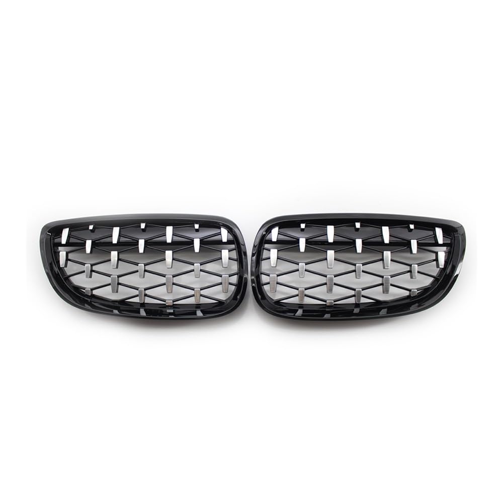 NFNVEKESD Auto-Frontgrillgitter Paar Diamond Grill Vorne Nierengitter Gitter Anti-Widerstand Glänzend Schwarz Für BM&W Für 3er E92 E93 M3 2006–2011 2012 2013 Front Kühlergrille(Silver and Black 06) von NFNVEKESD