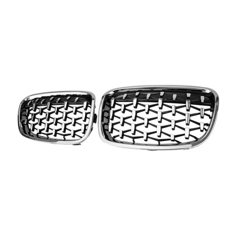 NFNVEKESD Auto-Frontgrillgitter Silberner Diamantgrill Auto Front Nieren Ersatzgitter Renngrill Für BM&W Für 1er F20 F21 2011 2012 2013 2014 Front Kühlergrille(All Silver) von NFNVEKESD