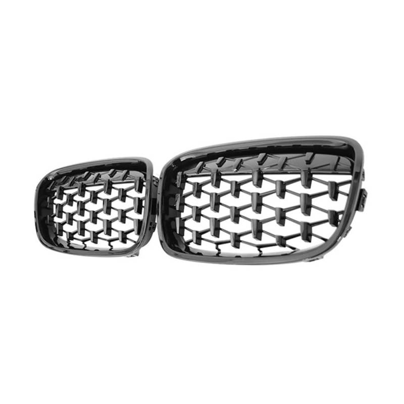 NFNVEKESD Auto-Frontgrillgitter Silberner Diamantgrill Auto Front Nieren Ersatzgitter Renngrill Für BM&W Für 1er F20 F21 2011 2012 2013 2014 Front Kühlergrille(Schwarz glänzend) von NFNVEKESD