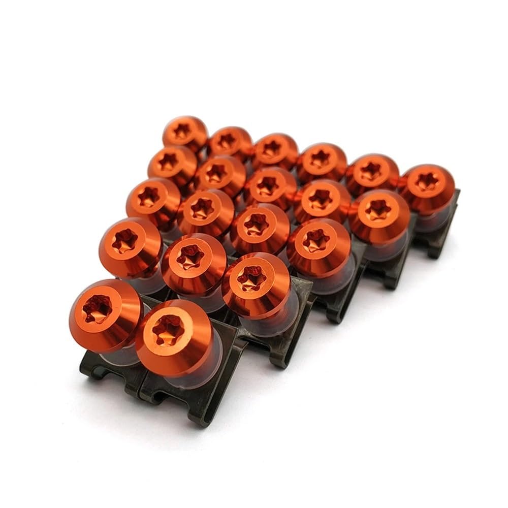 NFNVEKESD Karosserieschrauben Aluminium Motorrad Verkleidung Schrauben Clips Körper Frühling Bolzen Kit Für K&awasaki Für Ninja 650R Für ER6F Für ER6N 250 300R(Orange) von NFNVEKESD