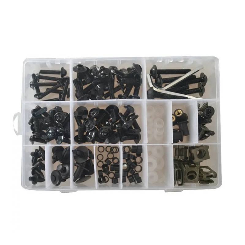 NFNVEKESD Karosserieschrauben Für Suzu&ki Für Hayabusa 1999 2000 2001 2002-2019 Für GSX1300R 200 Stücke Verkleidung Bolzen Kit Körper Schrauben Clips(Black) von NFNVEKESD