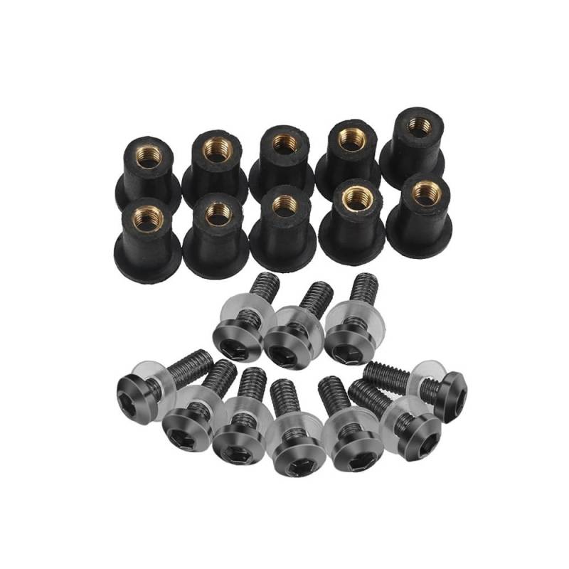 NFNVEKESD Karosserieschrauben Universal 5MM Für Hon┐da Für CBR 250 RR 2017 2018 2019 2020 2021 Motorrad Verkleidung Bolzen Kits Windschutzscheibe Schraube Montage Muttern(Black) von NFNVEKESD