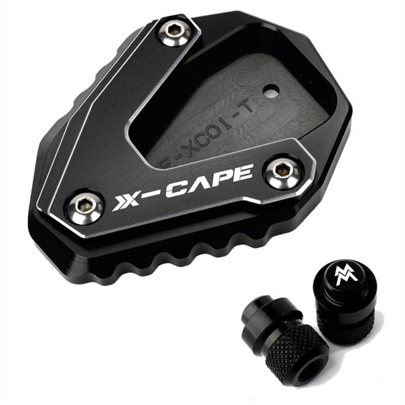 NFNVEKESD Motorrad-Seitenständerpolster Für Moto Morini Für XCape Für X-Cape 650 650X Für XCape 650 2022 2023 Motorrad Ständer Fuß Seite Stehen Enlarger Pad(Black Combo) von NFNVEKESD